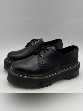 Dr. Martens 1461 Quad Platform Oxford Shoes Black Smooth Leather Women's US 6